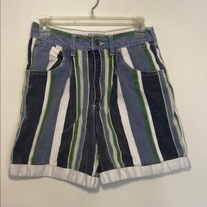 The Limited Jeans Vintage High Waisted Striped Denim Shorts size 10 100% cotton